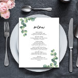 Rustic Botanical Eucalyptus Greenery Wedding Menu<br><div class="desc">The Rustic Botanical Eucalyptus Greenery Wedding Menu is a beautifully designed piece that perfectly complements rustic, woodland, or garden-themed weddings. Featuring soft eucalyptus greenery and a clean, modern layout, this menu card adds a touch of natural elegance to your reception. Its earthy tones and botanical design create a calm and...</div>