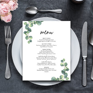 Rustic Botanical Eucalyptus Greenery Wedding Menu