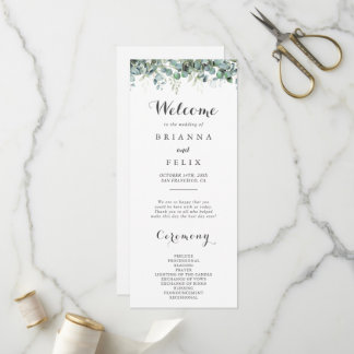 Rustic Botanical Eucalyptus Greenery Wedding Program