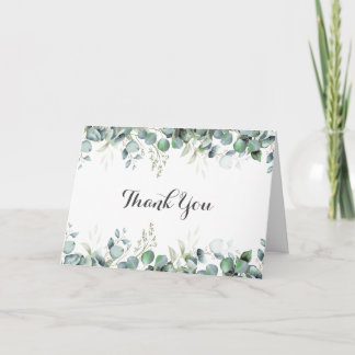 Rustic Botanical Eucalyptus Greenery Wedding Thank You Card