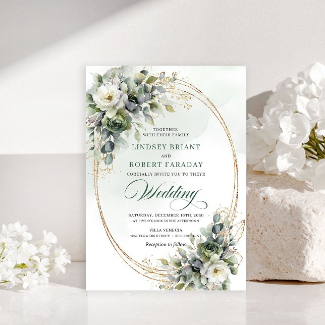 Rustic Botanical Eucalyptus Wedding Invitation (Rustic Botanical Eucalyptus Wedding Invitation)
