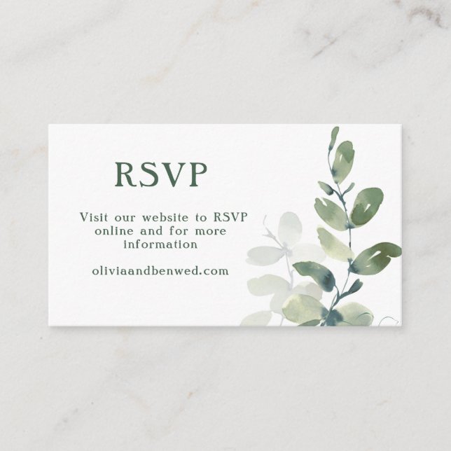 Rustic Botanical Eucalyptus Wedding Wedding RSVP Enclosure Card (Front)