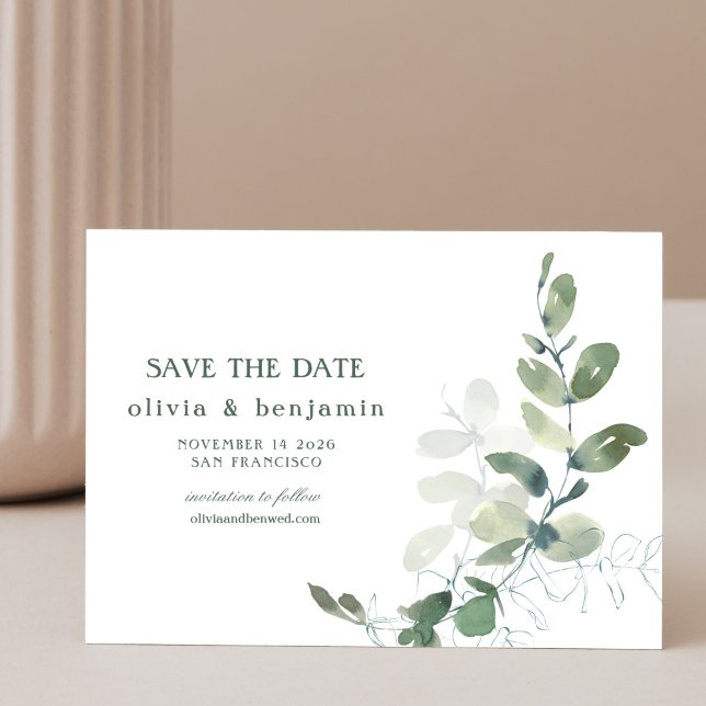 Rustic Botanical Eucalyptus Wedding Wedding  Save The Date (Creator Uploaded)