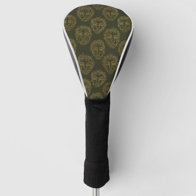 Rustic Botanical Face Line Pattern (2) Golf Head Cover (Front)