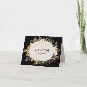 Rustic Botanical Fall Floral Horizontal with Pic Thank You Card