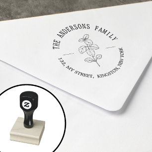 Rustic Botanical Family Name Leaf  Rubber Stamp