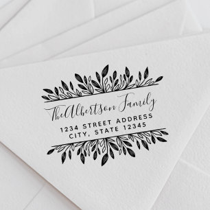 Rustic Botanical Family Name Return Address Self-inking Stamp