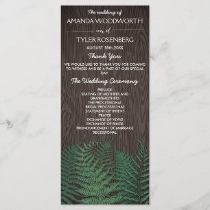 Rustic Botanical Fern Woodland Wedding Programs