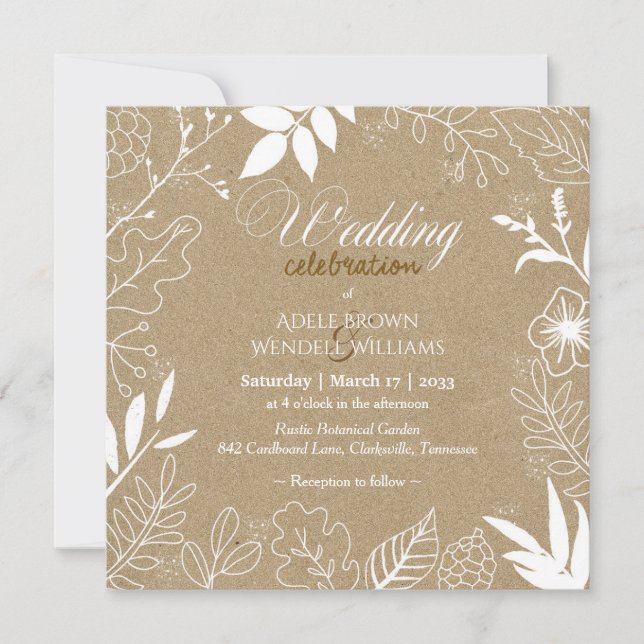 Rustic Botanical Garden Wedding Invitation (Front)