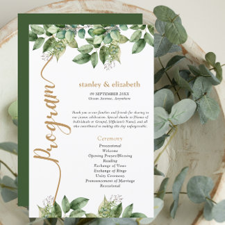 Rustic Botanical Green & Gold Foliage Wedding 