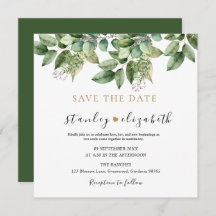 Rustic Botanical Green & Gold Foliage Wedding