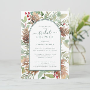 Rustic Botanical Greenery Arch Bridal Shower Invitation