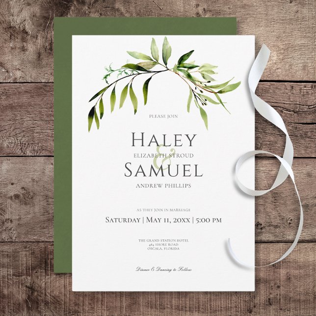 Rustic Botanical Greenery Bough Wedding Invitation (Rustic Botanical Greenery Bough Wedding Invitation)