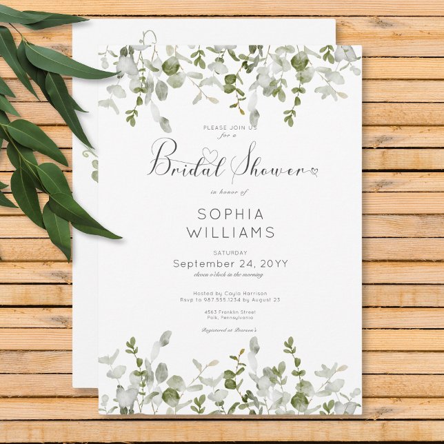Rustic Botanical Greenery Bridal Shower Invitation (Rustic Botanical Greenery Bridal Shower Invitation)