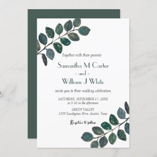 Rustic Botanical Greenery Eucalyptus Invitation