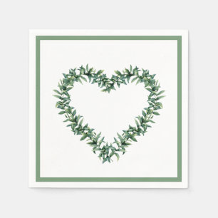 Rustic Botanical Greenery Leaf Simple Wreath Napkin