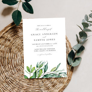 Rustic Botanical Greenery Wedding Invitation