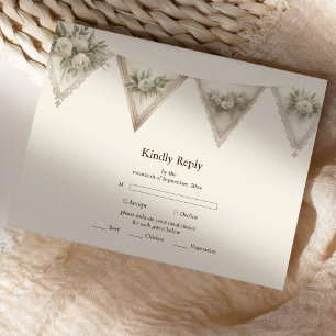 Rustic Botanical Greenery Wedding RSVP Card