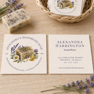 Rustic Botanical Illustrated Handmade Soap Maker Square Business Card