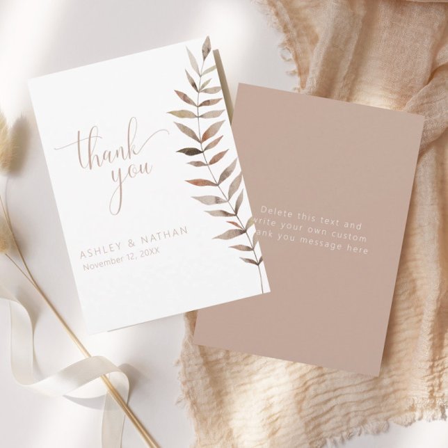 Rustic Botanical Leaf Wedding Thank You Card (Creator Uploaded)