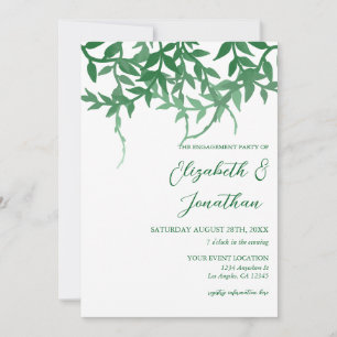 Rustic Botanical Leaves Engagement Party Invitation