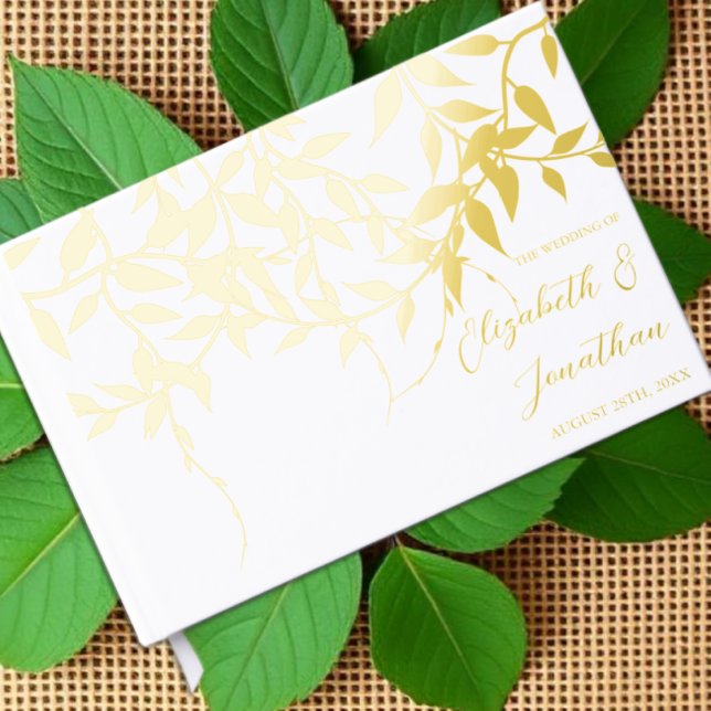 Rustic Botanical Leaves Wedding Guest Book (Creator Uploaded)