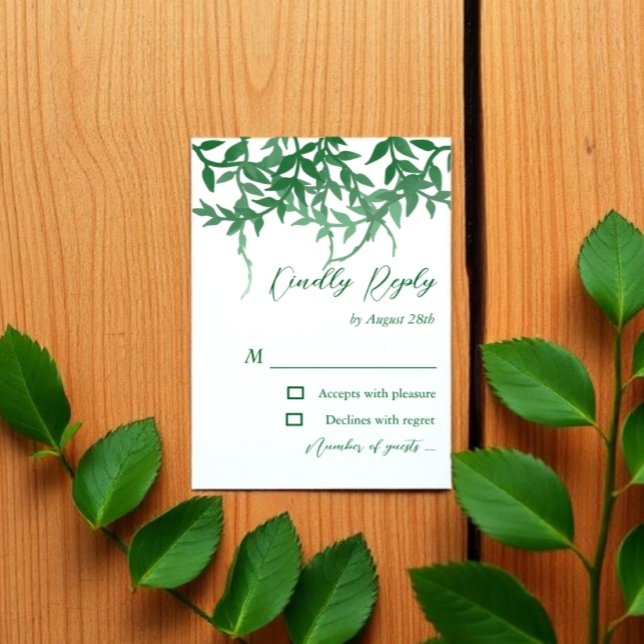 Rustic Botanical Leaves Wedding RSVP Card (Creator Uploaded)