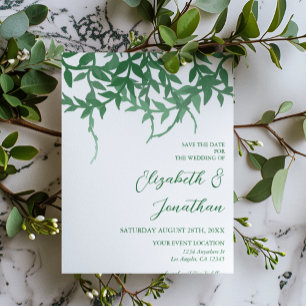 Rustic Botanical Leaves Wedding Save The Date