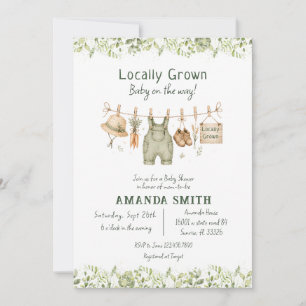 Rustic Botanical Locally Grown Baby Shower Invitation