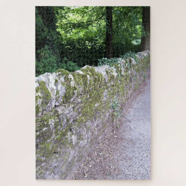 Rustic Botanical Mediaeval Wall Grey Green Tones Jigsaw Puzzle (Vertical)