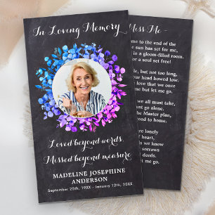 Rustic Botanical Memorial Funeral Prayer Card