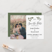 Rustic botanical monogram photo Save the Date