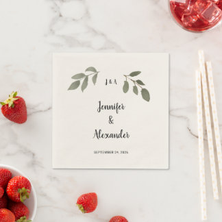 Rustic botanical monogram wedding Napkin