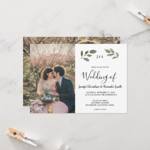Rustic botanical monogrammed photo Wedding Invitation