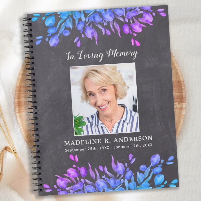 Rustic Botanical Photo Memorial Funeral Guestbook Notebook (Creator Uploaded)