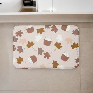 Rustic Botanical Pumpkin Spice Maple Leaf Pattern Bath Mat