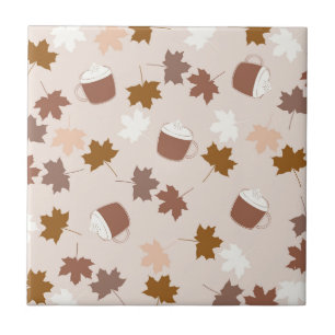 Rustic Botanical Pumpkin Spice Maple Leaf Pattern Ceramic Tile