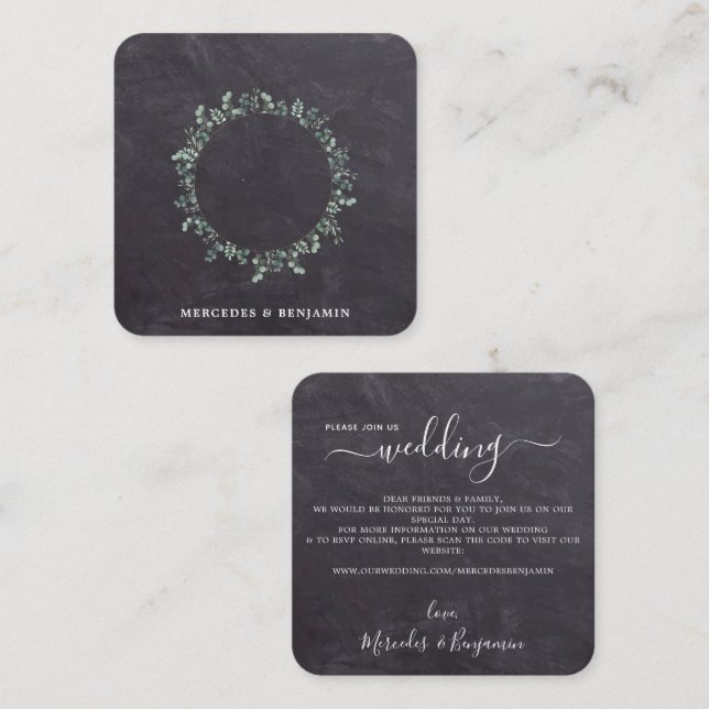 Rustic Botanical QR Code Wedding Invitation (Front/Back)