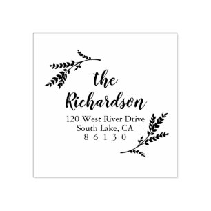 Rustic Botanical Return Address Self-inking Rubber Stamp
