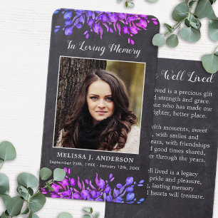 Rustic Botanical Sympathy Memorial Prayer Card