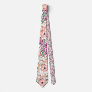 Rustic Botanical watercolor floral Tie