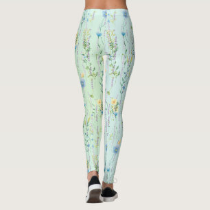 Rustic Botanical Watercolor gradient flora flower Leggings