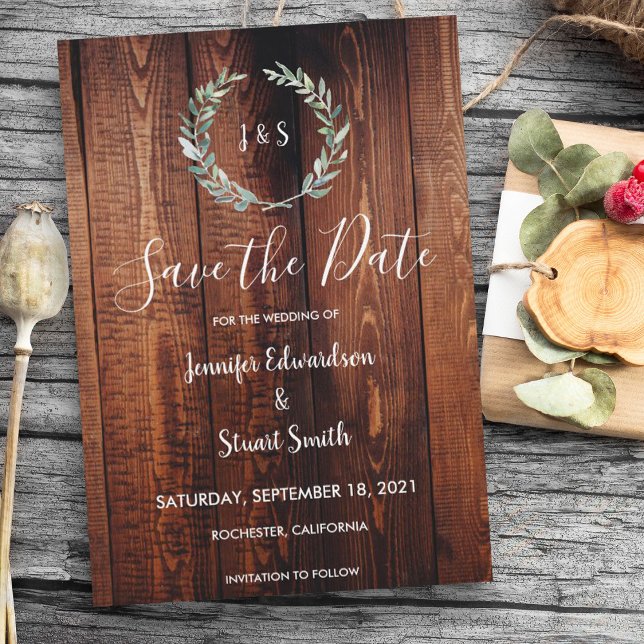 Rustic Botanical watercolor leaves Save the Date (Creator Uploaded)