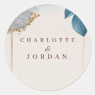 Rustic Botanical Wedding Invitation Classic Round Sticker