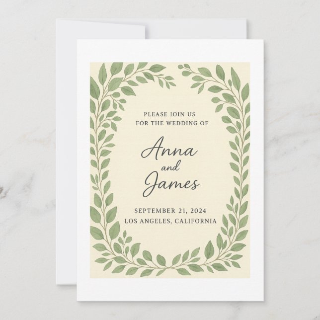 Rustic Botanical Wedding Invitation – Eucalyptus G (Front)