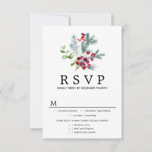Rustic Botanical Wedding RSVP Card, Meal Options Card