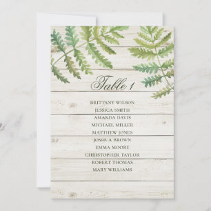 Rustic botanical wedding seating chart. Wood barn Invitation