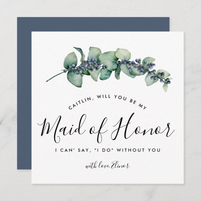 Rustic Botanical Will You be My Maid of Honour Car Invitation (Front/Back)
