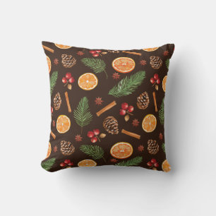 Rustic Botanical Woodland Christmas Cushion