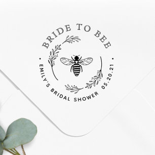 Rustic Botanical Wreath Bride to Bee Bridal Shower Rubber Stamp